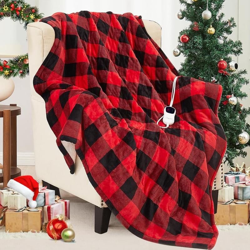 Homemate Heated Blanket Electric Throw - Heating Blanket Throw 1/2/4/6/8 Hours Auto-Off 10 Heat Level Heat Blanket Over-Heat Protection Flannel Sherpa Heater Blanket Electric ETL Certification