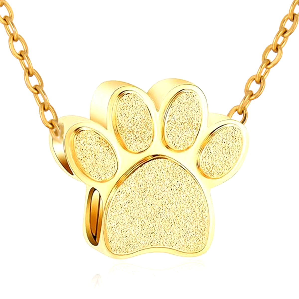 Stainless Steel Pet Paw Print Urn Ashes Cremation Keepsake Necklace for Pet Ashes Memorial Jewelry Gifts for Man Women