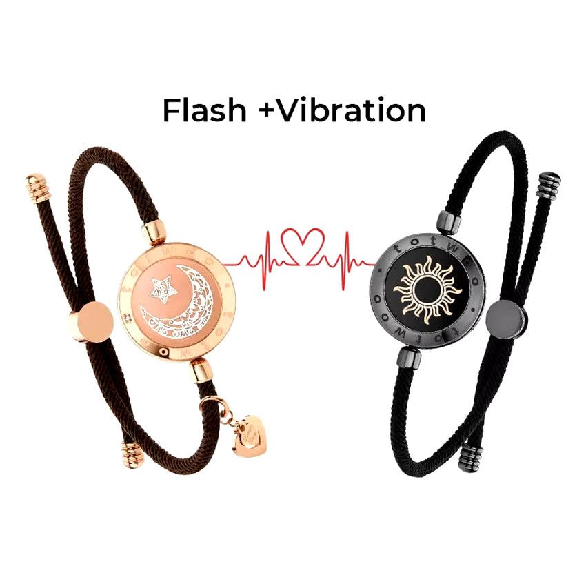 TOTWOO Long Distance Touch Bracelets for Couples ,Light Up&Vibration Relationship Gifts for Lovers Smart Jewelry Love Bracelets