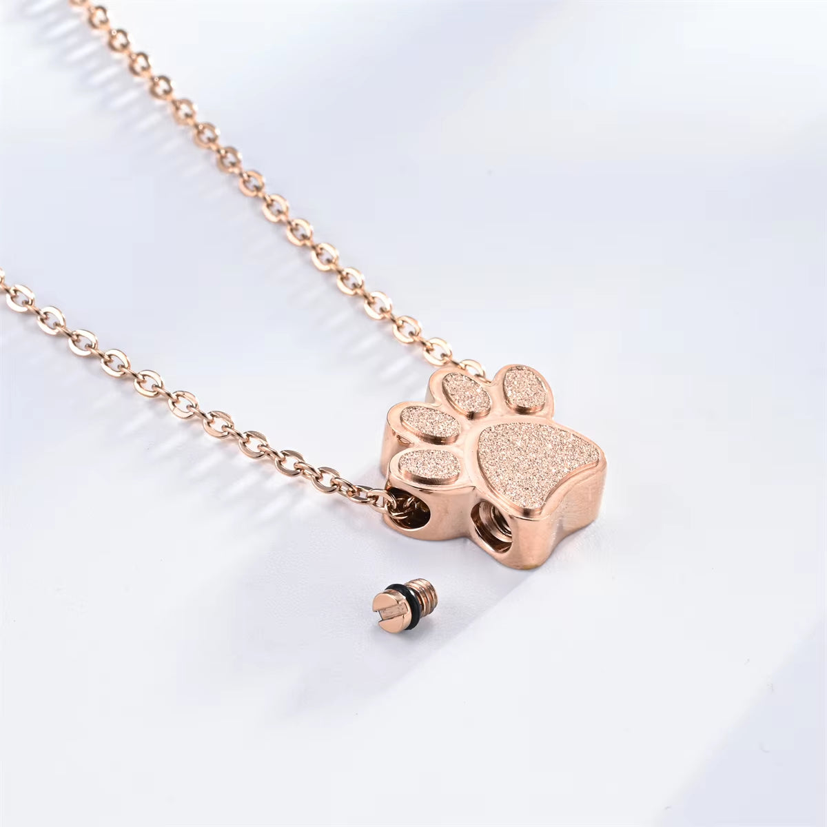 Stainless Steel Pet Paw Print Urn Ashes Cremation Keepsake Necklace for Pet Ashes Memorial Jewelry Gifts for Man Women