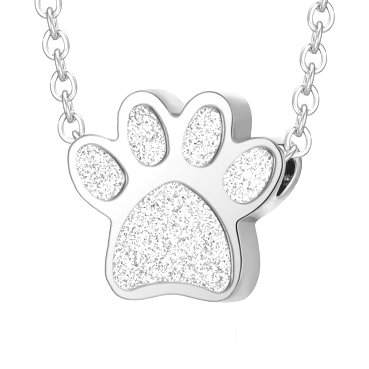 Stainless Steel Pet Paw Print Urn Ashes Cremation Keepsake Necklace for Pet Ashes Memorial Jewelry Gifts for Man Women