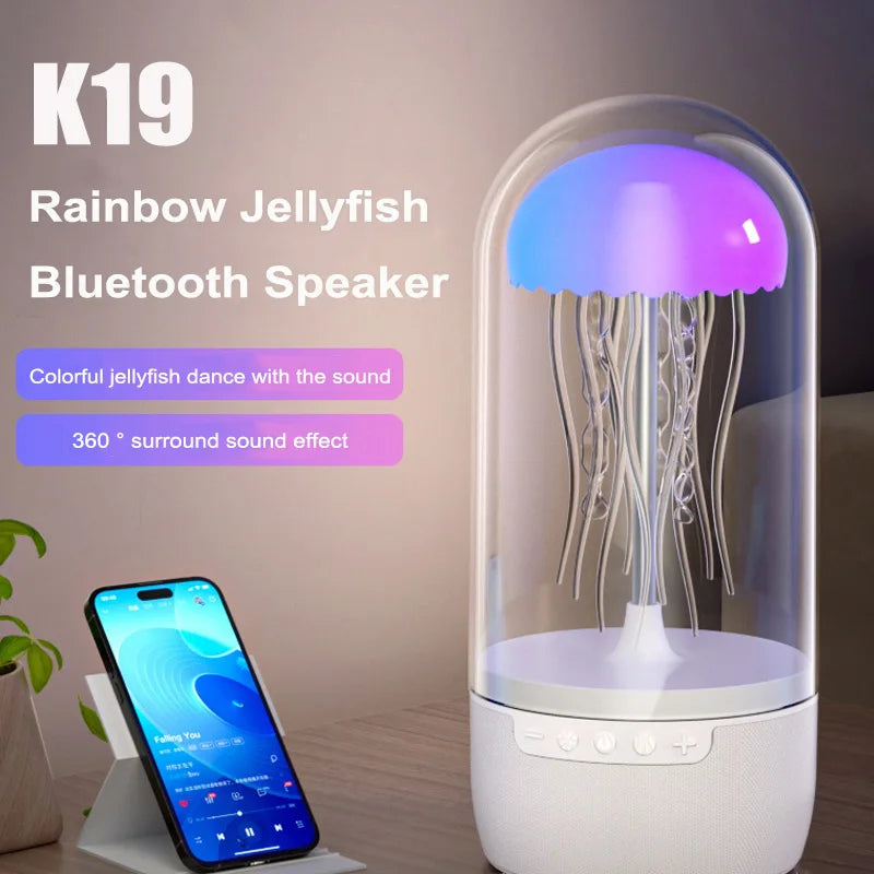 K19 Creative Portable Colorful Jellyfish Lamp Bluetooth Speaker Hifi Stereo 3D Surround Subwoofer Home Theater Sound System