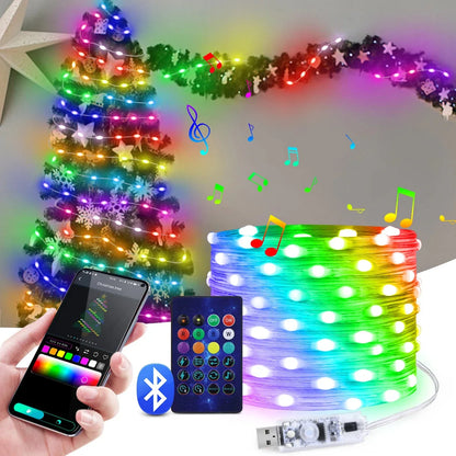 5M/10M/20M RGBIC LED Smart Fairy Lights Bluetooth APP Control String Light DIY for Christmas Party Wedding Home Decoration