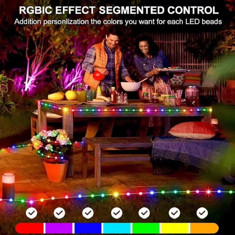 5M/10M/20M RGBIC LED Smart Fairy Lights Bluetooth APP Control String Light DIY for Christmas Party Wedding Home Decoration