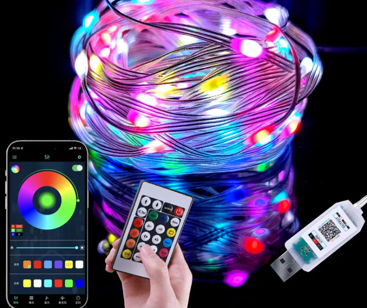 5M/10M/20M RGBIC LED Smart Fairy Lights Bluetooth APP Control String Light DIY for Christmas Party Wedding Home Decoration