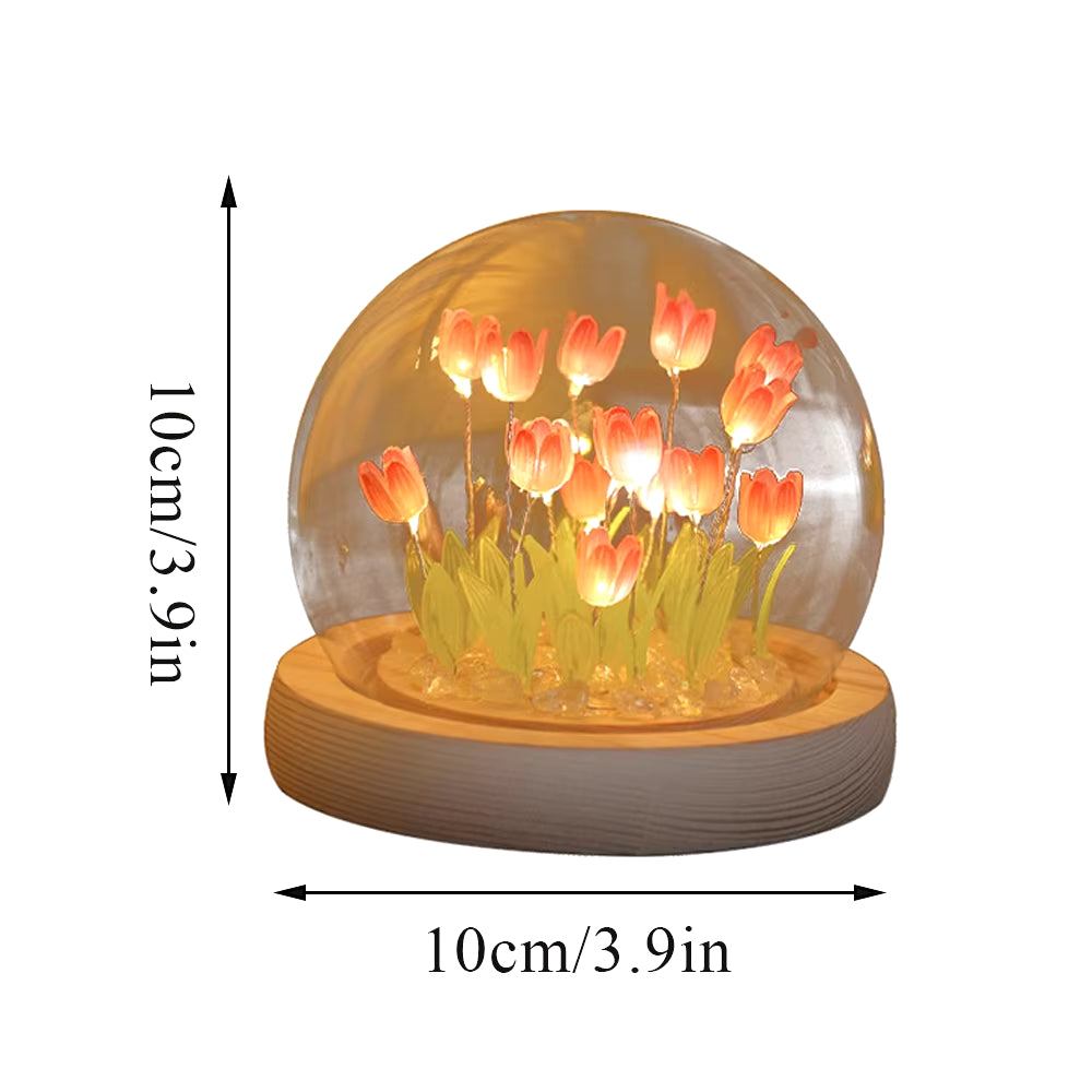 DIY Simulation Tulip LED Night Light Battery Operated Flower Table Lamp Tulips Handmade Material Bedside Lights Bedroom Decor