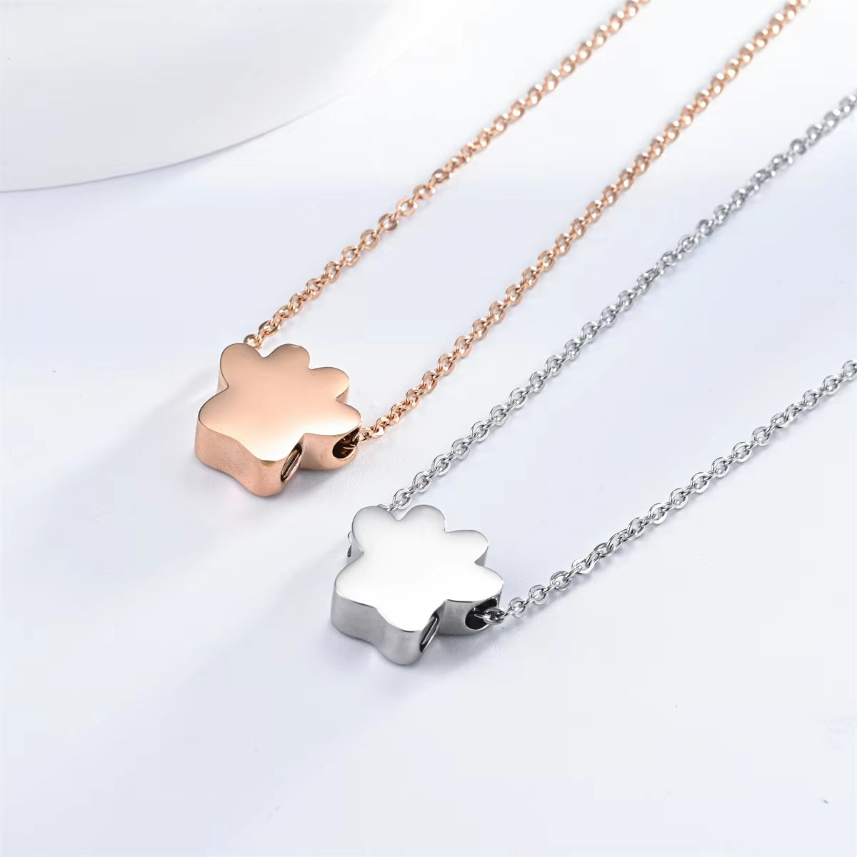 Stainless Steel Pet Paw Print Urn Ashes Cremation Keepsake Necklace for Pet Ashes Memorial Jewelry Gifts for Man Women