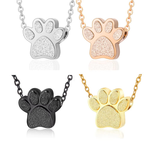 Stainless Steel Pet Paw Print Urn Ashes Cremation Keepsake Necklace for Pet Ashes Memorial Jewelry Gifts for Man Women